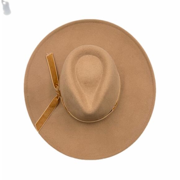 Scala Calista OS Wool Felt Wide Brim Velvet Ribbon Tie Tan Adjustable Fedora Hat main image 4